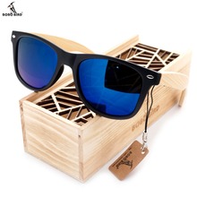 Óculos de sol bobo bird, óculos de sol para homens, mulheres, madeira de bambu, óculos de viagem em caixa de madeira, oem de envio direto 2024 - compre barato