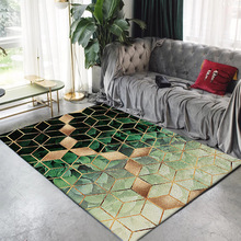 Alfombras delicadas 3D de Color verde y negro para sala de estar, celosía de Metal, estampadas, suaves, para el hogar 2024 - compra barato