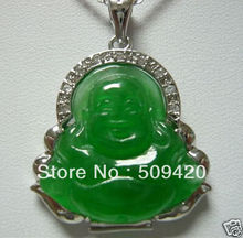Free Shipping Wholesale>>>  Genuine Green stone Buddha Pendant Necklace 2024 - buy cheap