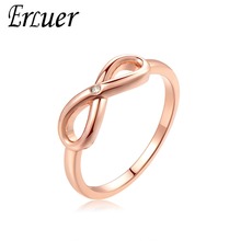 Erluer anéis para mulheres, joias simples de zircônia em ouro rosê, infinito, 8 palavras, joias fashion, presente da amizade 2024 - compre barato