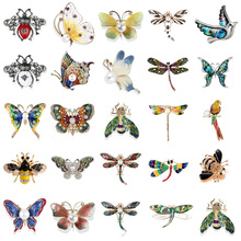 Broches de pedras femininos infantis, broches de pintura de libélula com óleo de borboleta, abelha, colarinho, broches de joias 2024 - compre barato