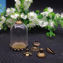 5sets/lot 25*18mm tube glass globe with lace antique bronze color base beads cap set glass vials bottle pendant jewelry findings 2024 - buy cheap