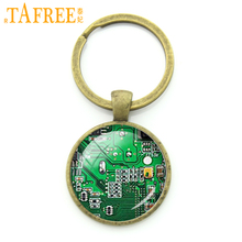TAFREE Fashion computer green Circuit Board picture key chain holder computer geek keychain jewelry nerd accessories gift KC146 2024 - buy cheap