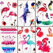 Flamingos vermelhos, tatuagem temporária, adesivos de braço feminino, maquiagem de costas, flash, tatuagem, pássaros, arte corporal, desenho, transferência de água, diy 2024 - compre barato