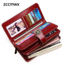 Hot Sale Women Clutch 2020 New Wallet Split Leather Wallet Female Long Wallet Women Zipper Purse Strap Coin Purse For iPhone 8 2024 - buy cheap