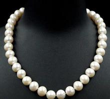 10-11MM White Freshwater Pearl Necklace Beaded 925 Sterling Silver 2024 - buy cheap