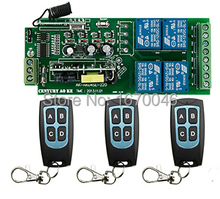 Interruptor de luz elétrico, sem fio, controle remoto, sistema de segurança, portas, garagem, novidade, 2015 v-250v, 110v, 220v, 4 canais
