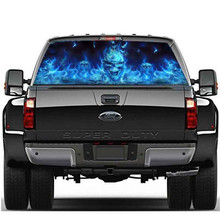 Rear Window Car Sticker Blue Flaming Skull for Truck SUV JEEP surface of window 147x46cm 2024 - buy cheap