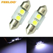 FEELDO 30Pcs White 31mm 5050 2SMD 2 LED Interior Car Festoon Dome LED Light Bulb Reading Light #FD-1635 2024 - buy cheap