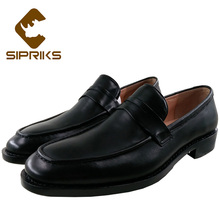 Мужские мокасины Sipriks, из натуральной кожи, черного цвета, Классические рабочие туфли для начальников, модельные туфли без застежек, туфли для вечеринок на плоской подошве 2024 - купить недорого