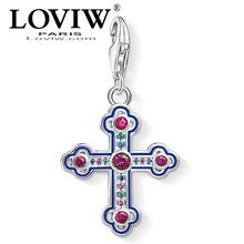 Pingente cruz ornamental icônica, joia da moda com placa de prata pura, presente para mulheres e homens, pulseira adequada 2024 - compre barato