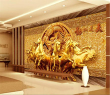 Custom photo wallpaper mural horse running golden 3D TV background wall home decoration background wall 2024 - buy cheap