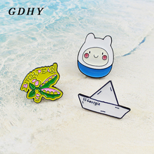GDHY Funny Enamel Pins Peas Monster'BXXCH PEAS!' White Cats'SS Georgie' Paper Folding Boat Brooch  Kids  Backpack Badge Pin 2024 - buy cheap