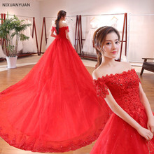 Vestido de Noiva 2020 Appliques Lace Royal Train Wedding Dress Plus Size Luxury Pearls Flowers Sweetheart Ball Gown Bridal Dress 2024 - buy cheap