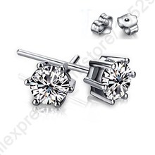 Fashionable 6 Claws Cubic Zirconia  Crystal 925 Sterling Silver Woman Stud Earring Elegant Wedding Engagement Jewelry 2024 - buy cheap