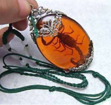 Free shopping! Rare Tibet Silver  Scorpion Beeswax  necklace pendant 2024 - buy cheap