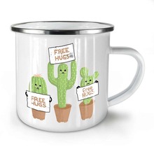 Stainless Steel Camping Coffee Mug Free Hugs Cactus Enamel Birthday Christmas Outdoors Metal Enamel Campfire Cup 2024 - buy cheap