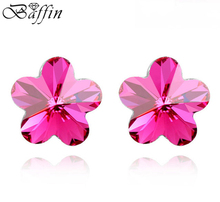 Fashion Mini Sakura Flower Stud Earrings High quality Pendientes Genuine Crystal from Austria Silver Color Piercing For Girls 2024 - buy cheap