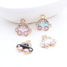 MRHUANG 10pcs/lot Cute Rhinestone Car Bus Metal Enamel Folating Pendant Charms for DIY Bracelet Necklace 2024 - buy cheap