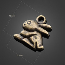 100pcs Antique Bronze Alloy Rabbit Charms Pendants-DIY Findings Necklace Bracelet  Metal Fashion Accessories 13.8mm X13.1mm 2024 - buy cheap