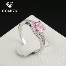 CC Jewelry-anillo de compromiso con Piedra Rosa para mujer, joyería de moda, con encanto Simple, cinco anillos Wanita, bisutería nupcial, CC1171 2024 - compra barato