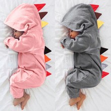 ARLONEET baby romper cartton Newborn Baby Boys Girls Dinosaur Zipper Hooded Romper Jumpsuit Outfits Clothes g0509 2024 - buy cheap