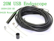 Wholesale 2MP PAL USB Endoscope 6*LED 1/6 VGA CMOS 1600*1200 HD Waterproof 20M 9mm Wire Endoscope 62 Degree Borescopes Camera 2024 - buy cheap