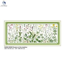 Europe Scenery Flowers on the Meadow Pattern Counted Cross Stitch kit DMC 14CT 11CT Printed on Canvas Needlework Embroidery Sets 2024 - buy cheap