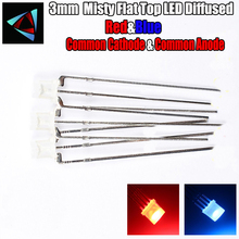 50pcs LED 3mm Flat Top Diffused Blue And Red Common Cathode Common Anode 3 Pin Round Bi-Color Through Hole Light-Emitting Diode 2024 - buy cheap