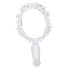 Retro Antique Cosmetic Flat Handle Beauty Vintage Round Makeup Mirrors White 2024 - buy cheap