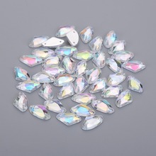 TPSMOC-diamantes de imitación acrílicos en forma de abanico, 100 Uds., 9x14mm, cuentas de reverso plano, accesorios de ropa Diy 2024 - compra barato