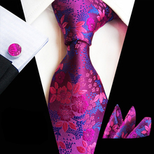 3 Pcs/Set 8cm Men Formal Ties Set Purple Red Paisley Embroidered Necktie with Pocket Square Cufflink 2024 - buy cheap