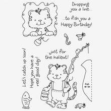 Fishing Tiger Transparent Clear Silicone Stamp/Seal for DIY scrapbooking/photo album Decorative clear stamp sheets HEM16 2024 - buy cheap