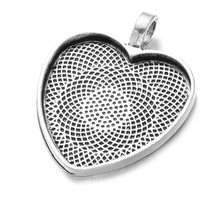 10pcs/lot 25mm Heart Cabochons Settings Silver Plated Pendants Bezel Trays Base Fit 25mm Glass Cabochon DIY Necklace Making 2024 - buy cheap