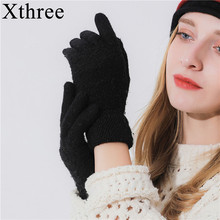 Winter Autumn Women Knitted Gloves Screen High Quality Male Thicken Warm Wool Cashmere Solid Gloves Girl 2024 - buy cheap