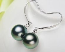 Hot selling free shipping********charming a pair 12mm Tahitian round black shell pearl earring 925S 2024 - buy cheap