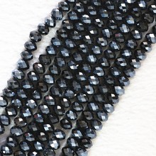 HOT black hematite color crystal glass 3x4mm 4x6mm 5x8mm 8x10mm rondelle faceted loose beads 15"B738 2024 - buy cheap