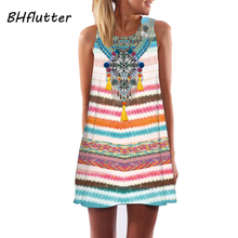 BHflutter Factory Wholesale Women Dress 2018 Digital Print Summer Dress Mini Vestidos Womens Sleeveless Casual Dresses Sundress 2024 - buy cheap