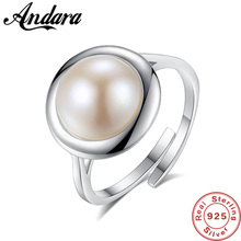 Anillos de perlas de agua dulce para mujer, 100% Plata de Ley 925 Real, anillo de compromiso, joyería ajustable, novedad 2018 2024 - compra barato