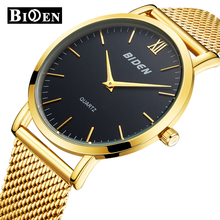 BIDEN Business Mens Watches 2018 Fashion Classic Gold Quartz Stainless Steel Wrist Watch Men Luxury Analog Clock Reloj Hombre 2024 - buy cheap