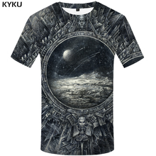 Kyku t-shirt masculina de metal, camiseta 3d lua impressa guerra casual gótico impressão roupas masculinas impressas 2024 - compre barato
