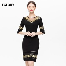 Bodycon Dress 2019 Spring Fashion Party Cocktail Women O-Neck Sexy Sheer Mesh Embroidery Patchwork Hollow Out Dress Elegant XXXL 2024 - buy cheap