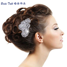 Women Wedding Dual Peacock Feather Hair Comb Tiara Drop Rhinestone Crystal Hair Accessories Bridal Jewelry Free Shipping 2849 2024 - buy cheap