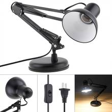 Black Flexible Swing Arm Clamp Mount Desk Lamp with Base and Key Switch Support Bulb for Home / Office 2024 - buy cheap