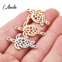 Aiovlo de acero inoxidable estilo bohemio hueco tortuga conector para la fabricación de la joyería accesorios de la pulsera hallazgos DIY 5 unids/lote 2024 - compra barato