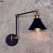 IWHD Antique Vintage LED Wall Lamp Black Retro Adjustable Swing Long Arm Wall Light Stair Edison Sconce Industrial Loft Style 2024 - buy cheap