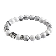 New Natural Stone bead Buddha Bracelets For Women and Men,Silver Color Buddha White bracelet,pulseras mujer Fine Jewelry 2024 - buy cheap