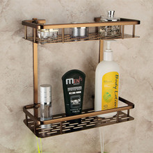 Europe Antique Bathroom Shelves Double Layer Towel Rack Space Aluminum Bronze Bathroom Shelf Storage Rack 300*360*140mm 2024 - buy cheap