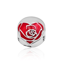 CKK Genuine 925 Sterling Silver Red Blooming Rose Flower Metal Beads Fits Pandora Bracelet Argent Charms DIY Jewelry Accessories 2024 - buy cheap