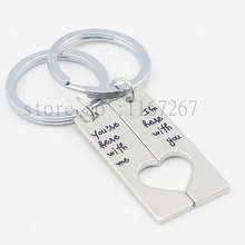 2016 new arrive "you 're here with me I'm here with you "Dog Tag Matching Heart Pendant Necklace Couples Gift necklace&keychain 2024 - buy cheap